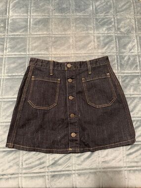 Ralph Lauren Dark Denim Button-Front Mini Skirt